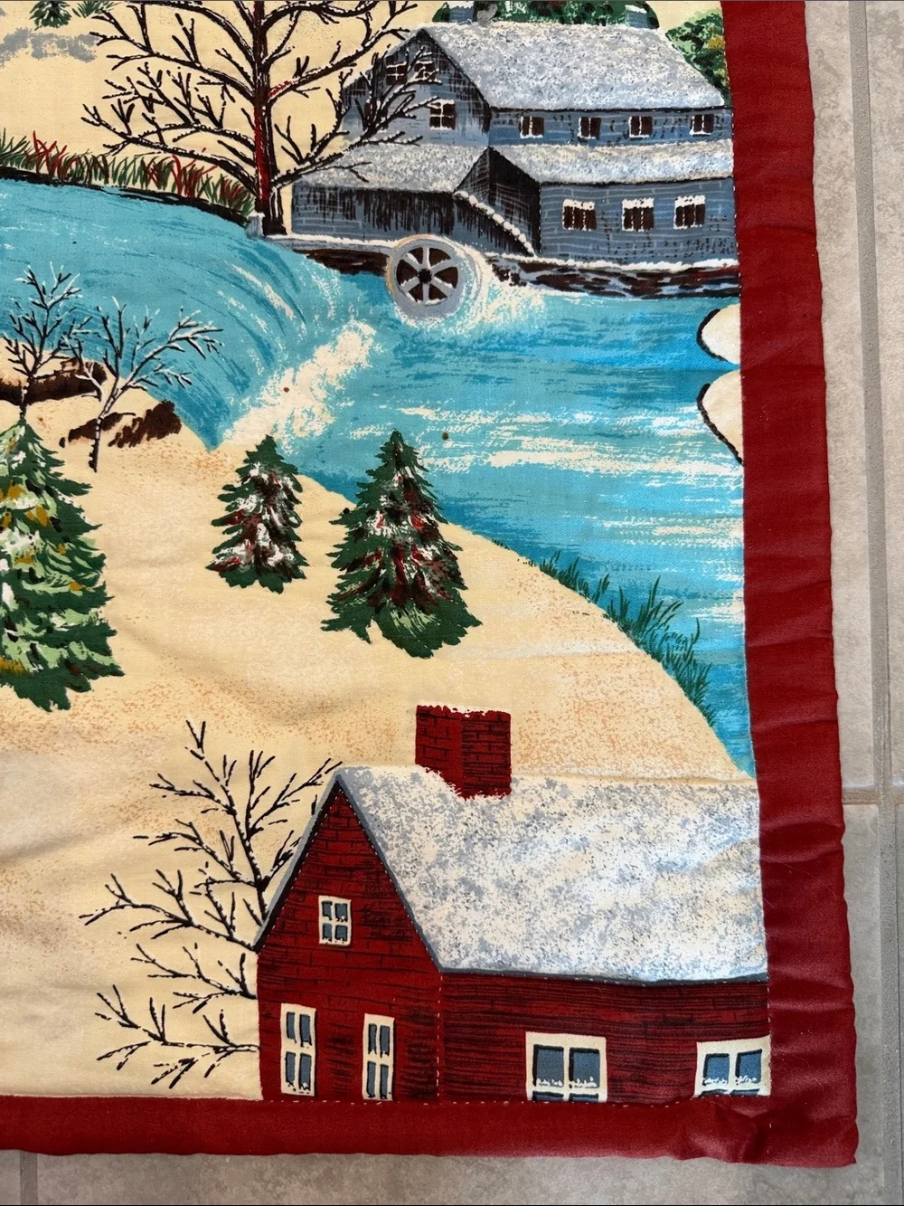 Vintage Winter Village Wall Hanging